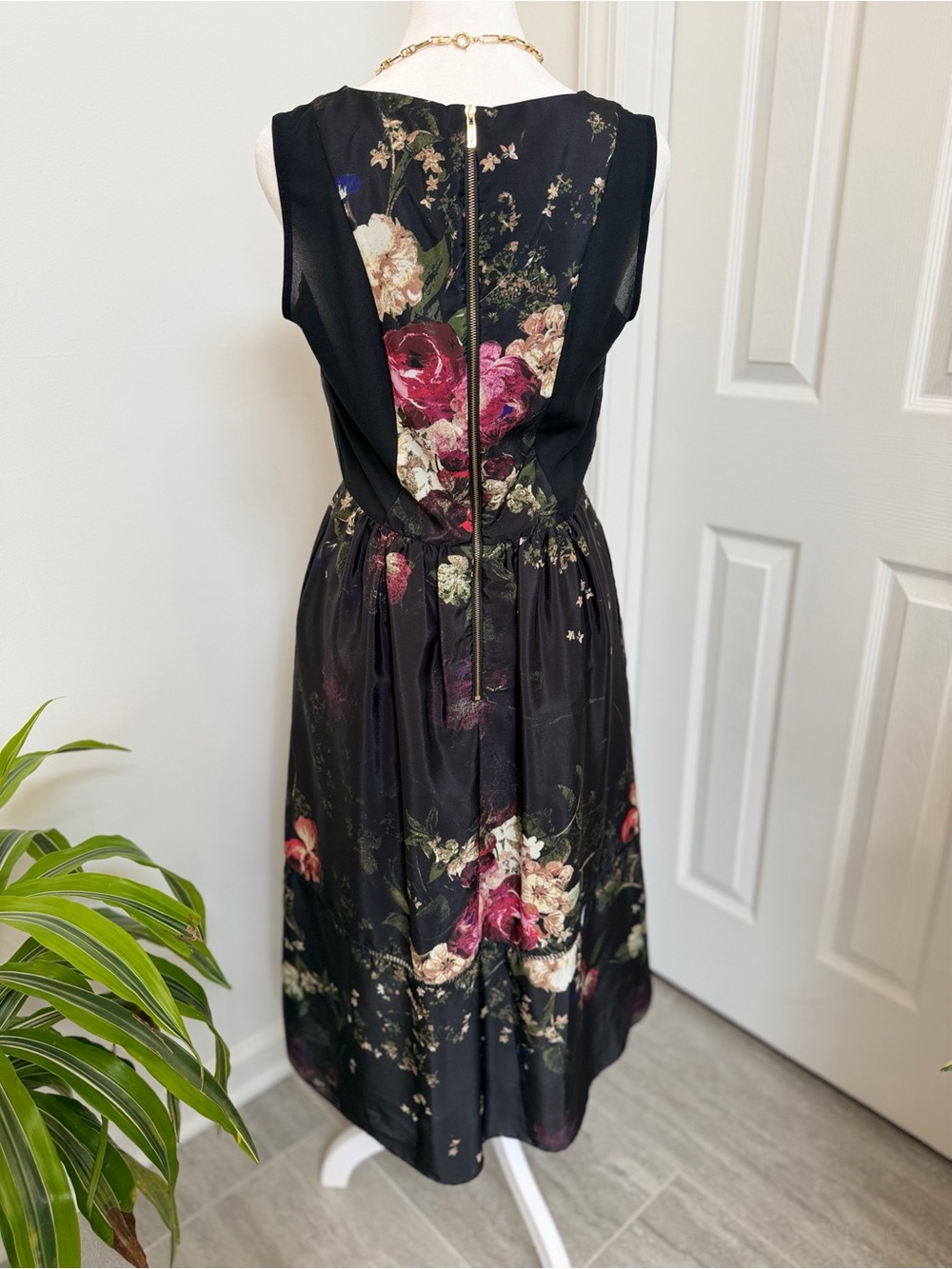 Whimsical Romantic Womens Dress 4 Black Floral Midi Fairy Wedding Guest MAIA - Picture 4 of 15